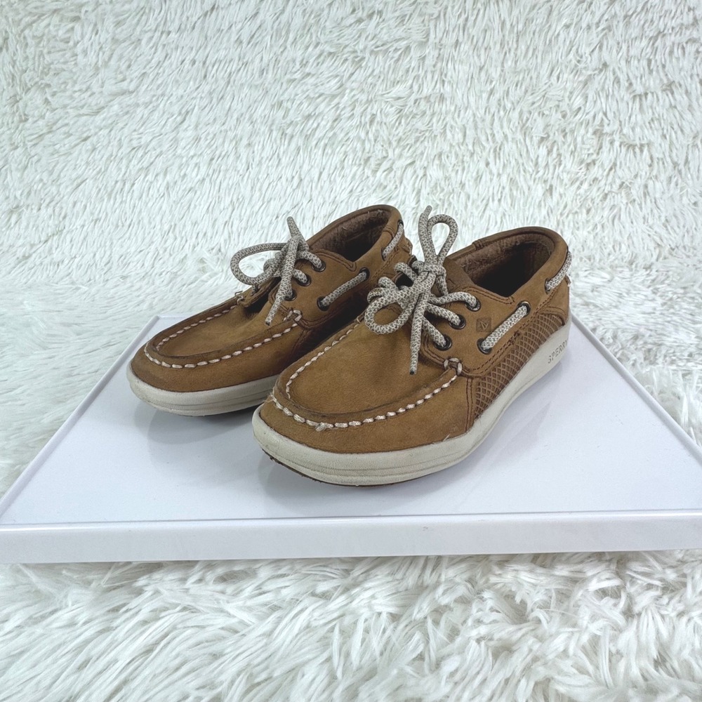 Sperry Gamefish Boys Leather Boat Shoes Brown Size 12.5